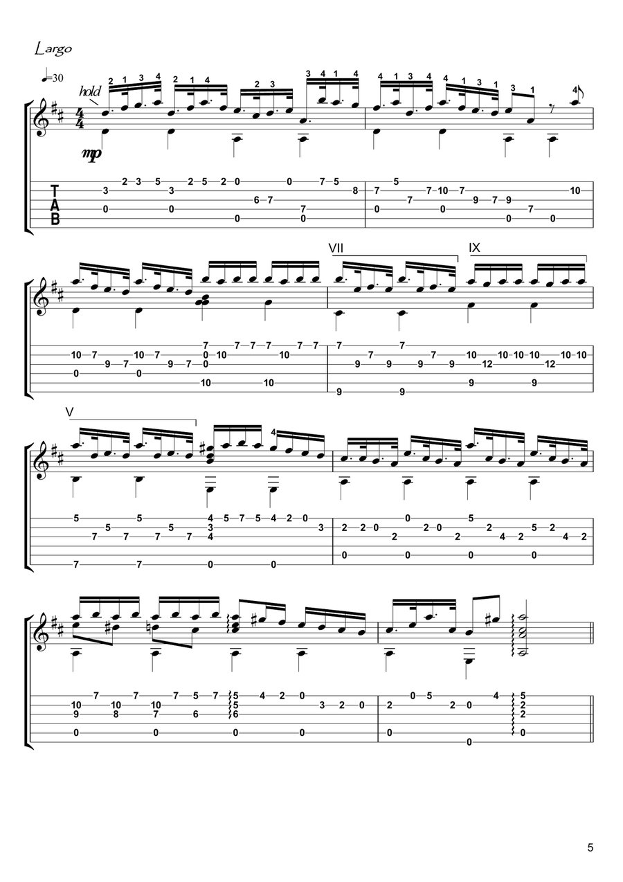 Concerto in D Major RV 93 Guitar solo Acoustic Guitar scores gallery preview page 5
