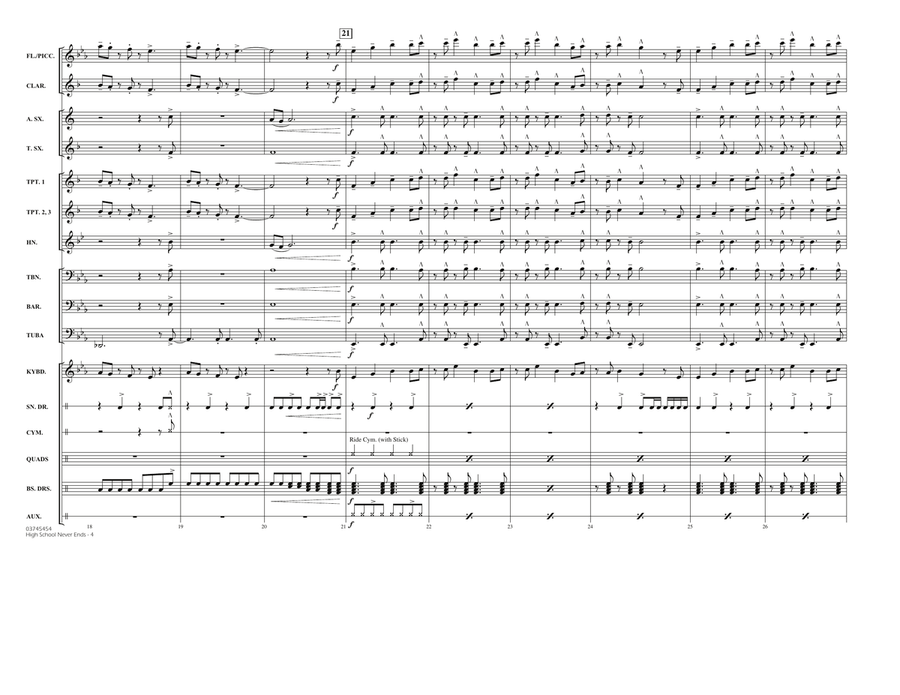 High School Never Ends - Full Score Marching Band scores gallery preview page 4