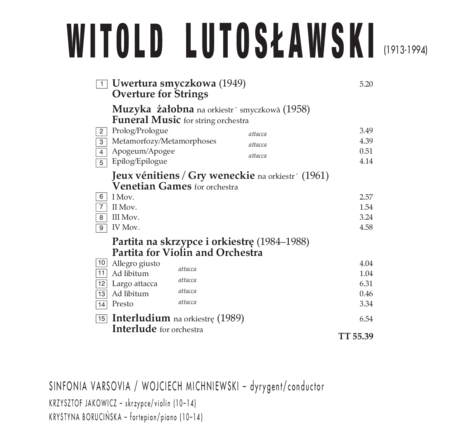 Lutoslawski: Selected Works