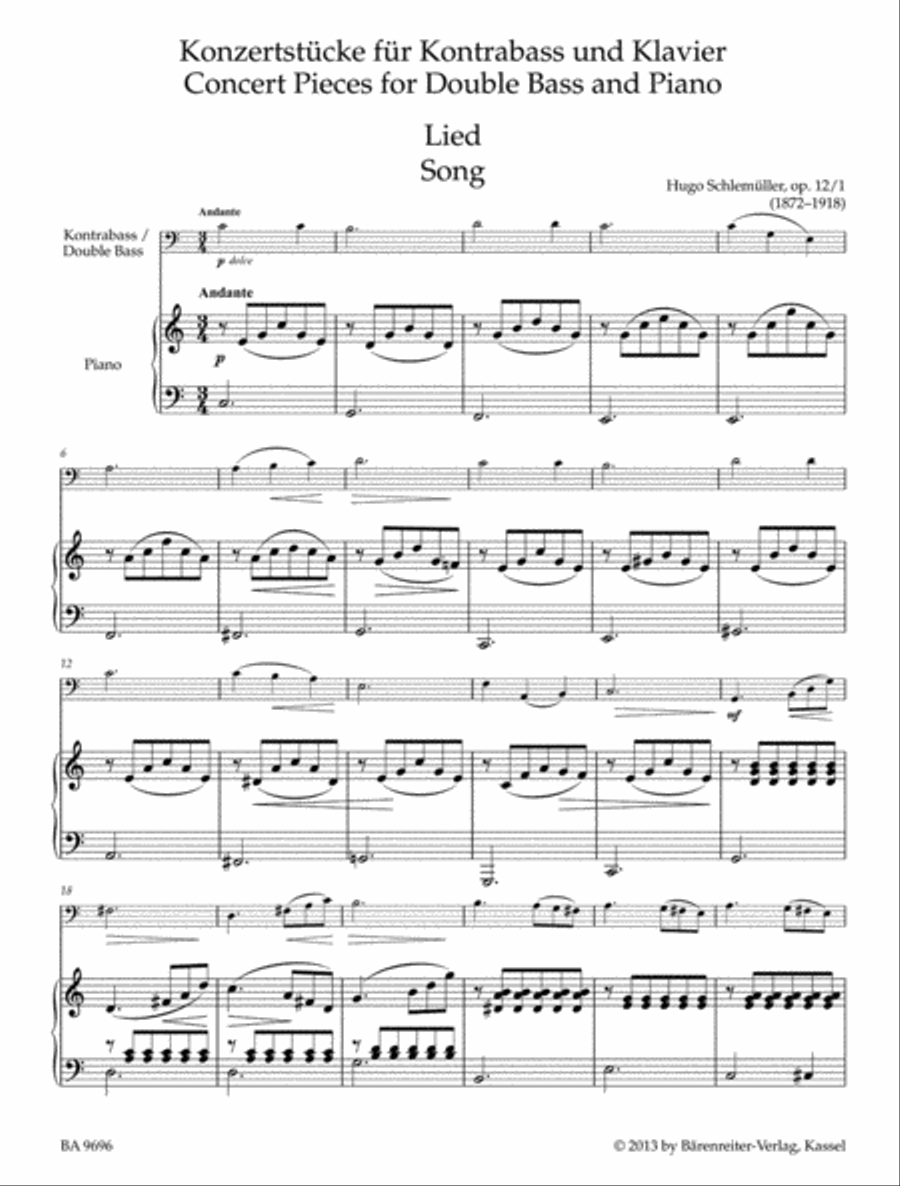 Concert Pieces for Double Bass and Piano Double Bass scores gallery preview page 2