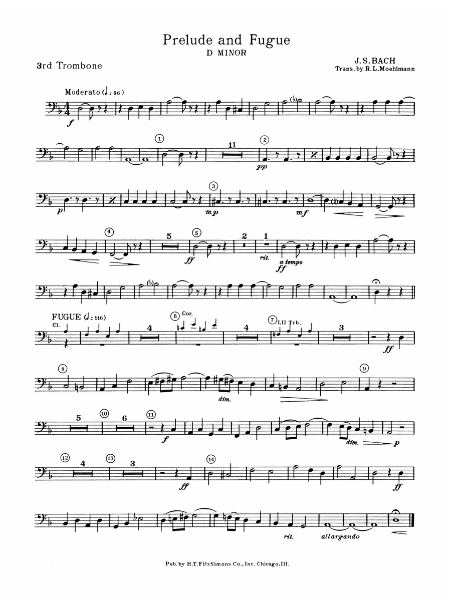 Prelude and Fugue in D minor: 3rd Trombone