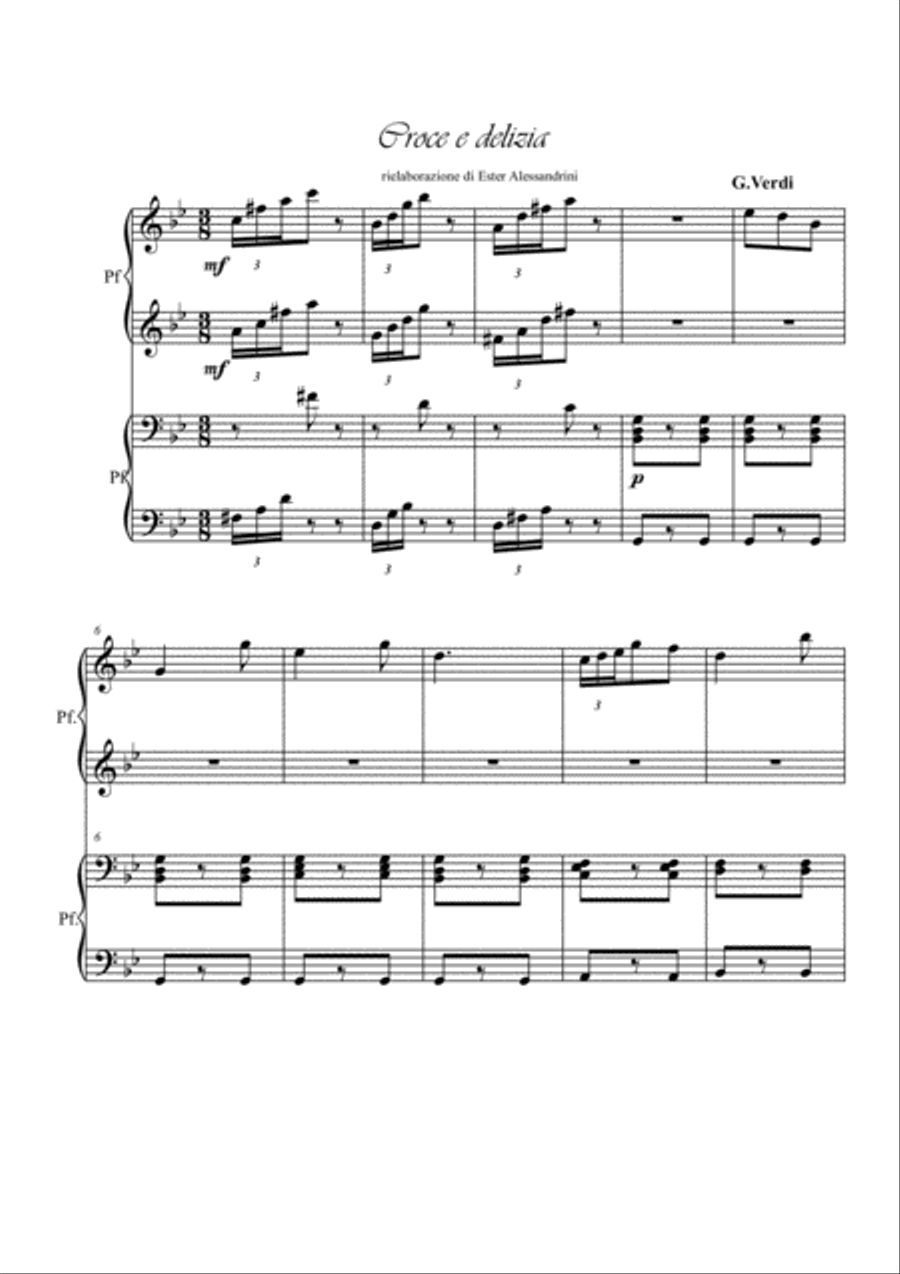 Traviata: Croce e delizia. Piano 4 hands Easy Piano scores gallery preview page 1