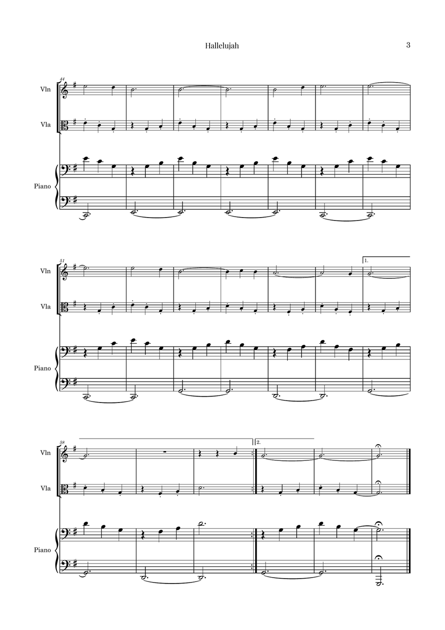 Hallelujah String Duet scores gallery preview page 3