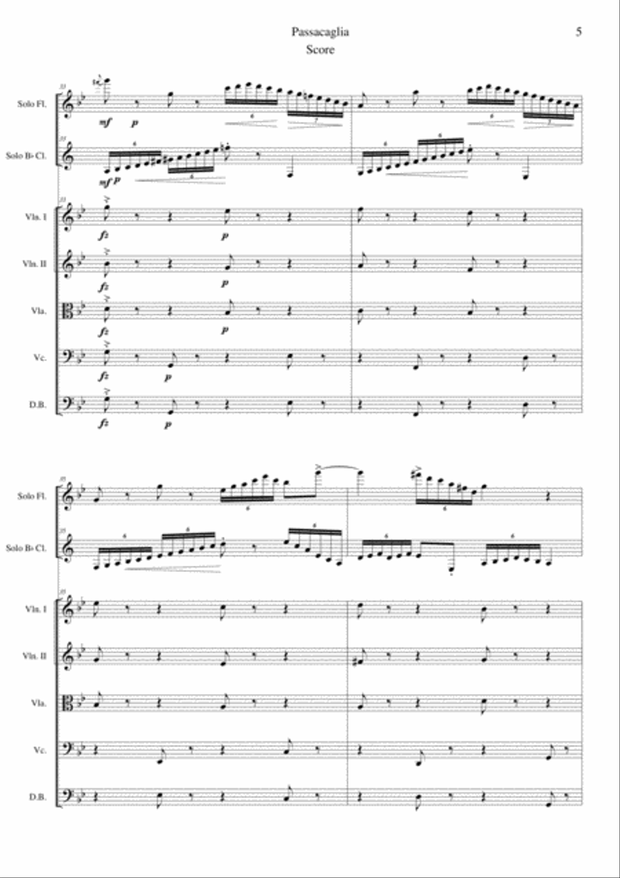 Passacaglia Clarinet Solo scores gallery preview page 5