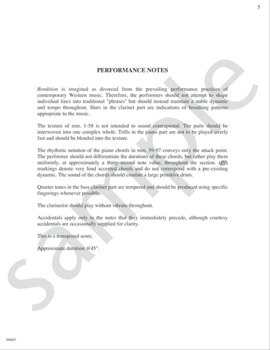 Rendition Bass Clarinet scores gallery preview page 4