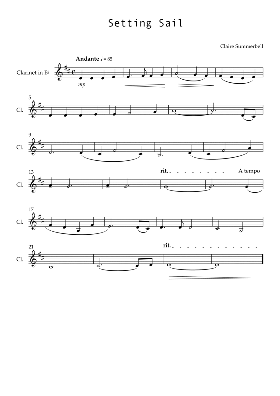 Setting Sail (Clarinet and Piano) Clarinet Solo scores gallery preview page 1