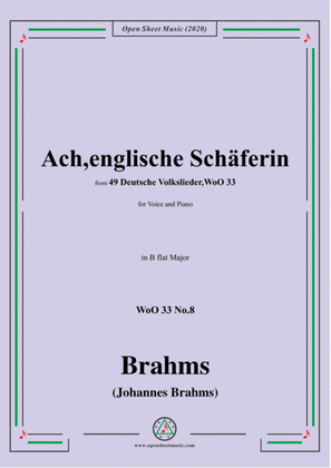 Book cover for Brahms-Ach,englische Schäferin,WoO 33 No.8,in B flat Major,for Voice&Piano