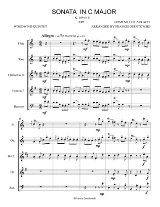 Domenico Scarlatti, SONATA IN C MAJOR, (K.169) for Woodwind Quintet, Arr. Francis Osentowski