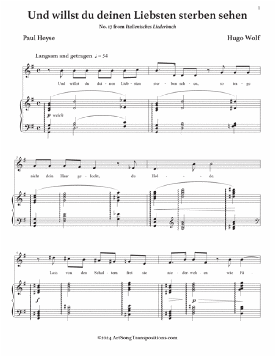 WOLF: Und willst du deinen Liebsten sterben sehen (transposed to G major) Voice scores gallery preview page 2