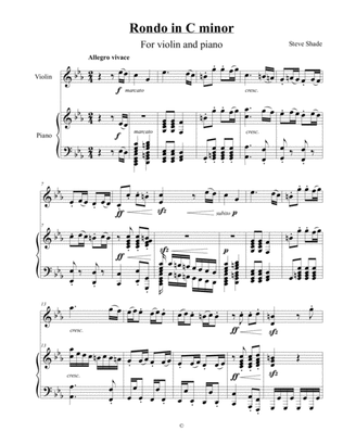 Book cover for Rondo in C minor, for Violin and Piano