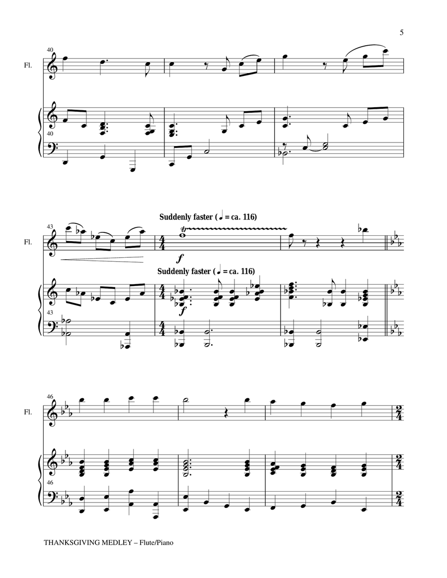 THANKSGIVING MEDLEY (Flute/Piano and Solo Flute Part) Flute Solo scores gallery preview page 5