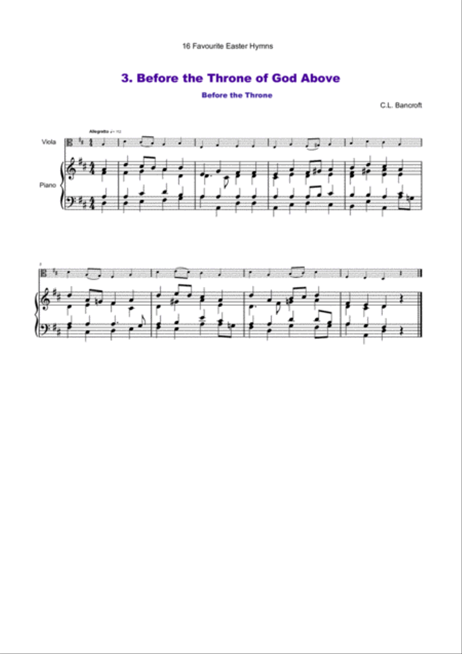 16 Favourite Easter Hymns for Solo Viola and Piano Piano scores gallery preview page 4
