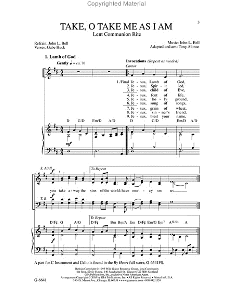 Take, O Take Me As I Am 4-Part scores gallery preview page 2