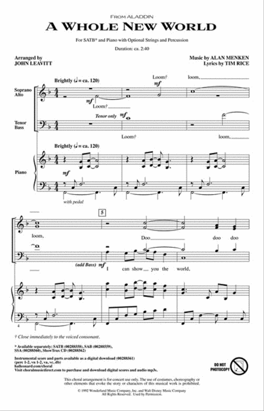 A Whole New World 4-Part scores gallery preview page 2