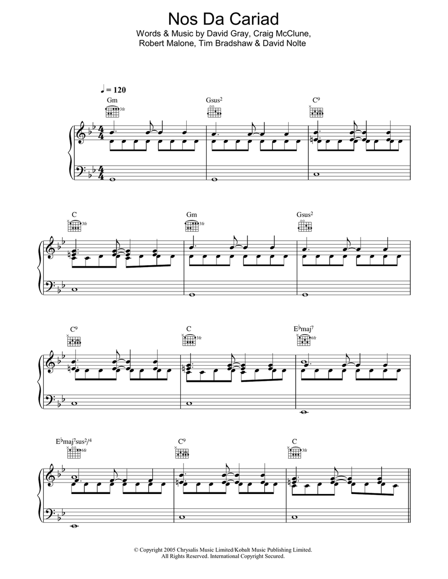 Nos Da Cariad Nos Da Cariad Acoustic Guitar scores gallery preview page 1