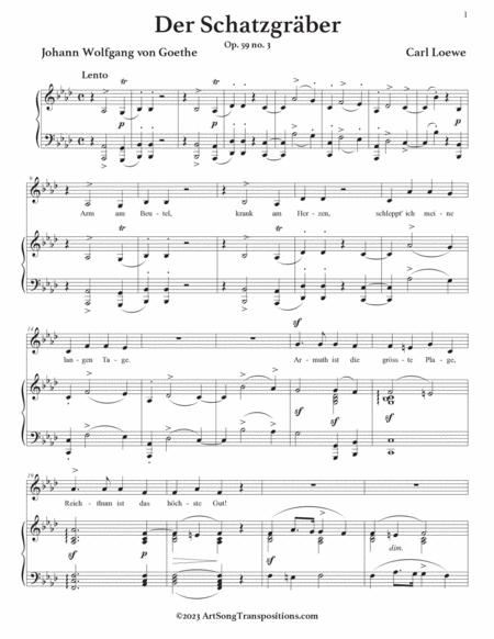 LOEWE: Der Schatzgräber, Op. 59 no. 3 (transposed to F minor)