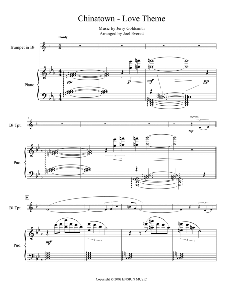 Chinatown - Love Theme Trumpet Solo scores gallery preview page 1