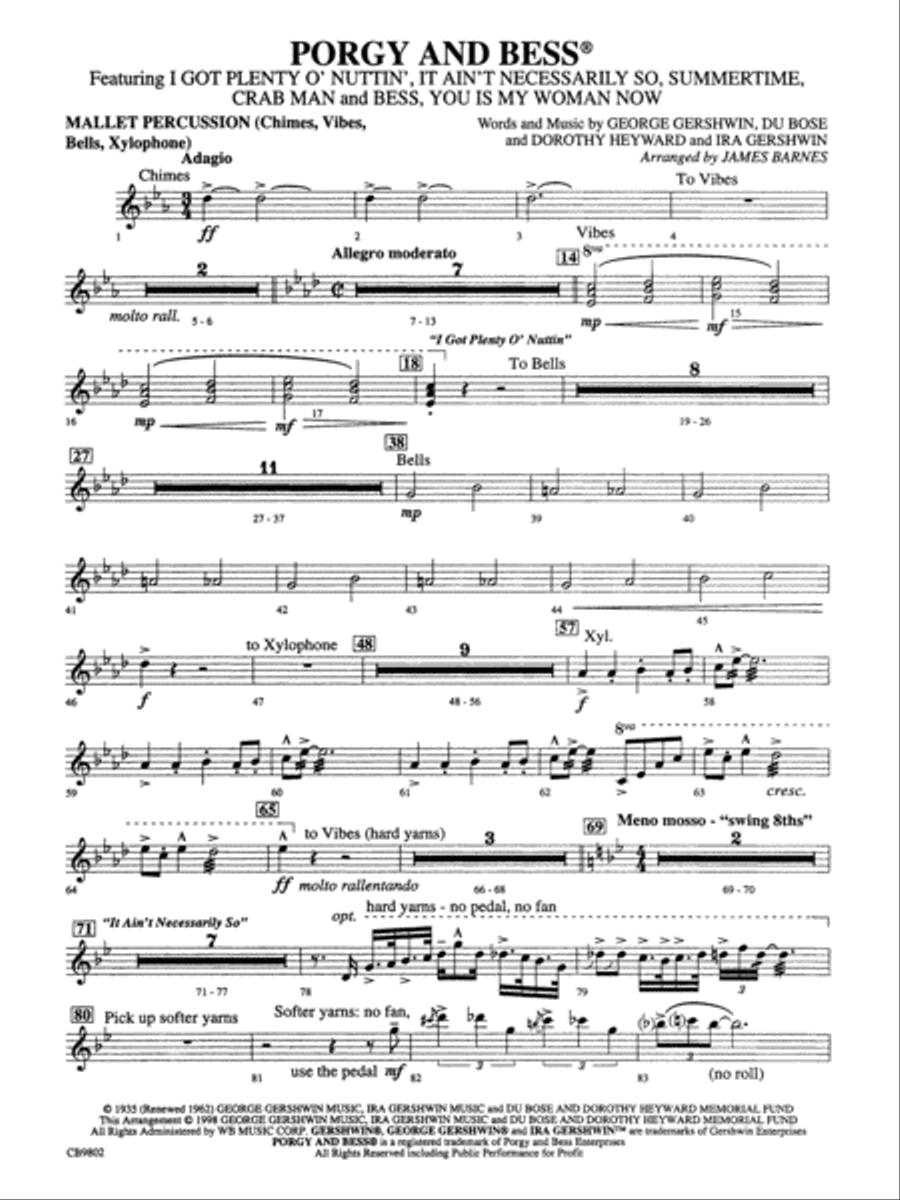Porgy and Bess® (Medley): Mallets Concert Band scores gallery preview page 1