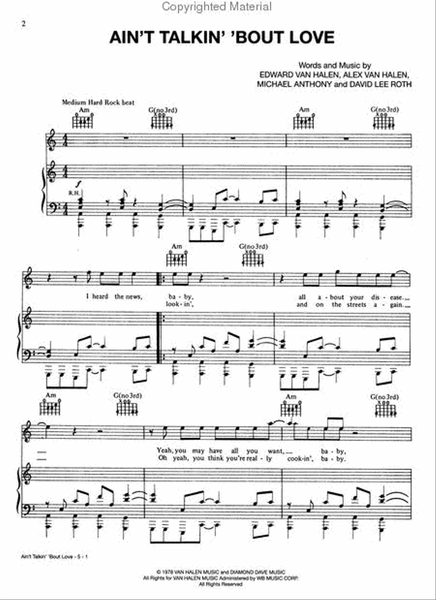 The Van Halen Keyboard Songbook Piano, Vocal, Guitar scores gallery preview page 2