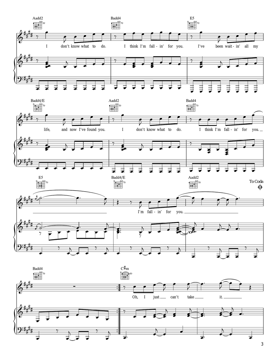Fallin' For You Piano, Vocal, Guitar scores gallery preview page 3