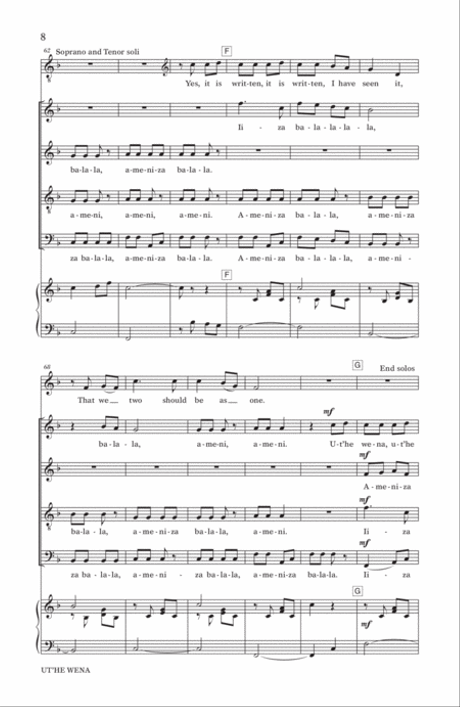 Ut'he Wena 4-Part scores gallery preview page 6