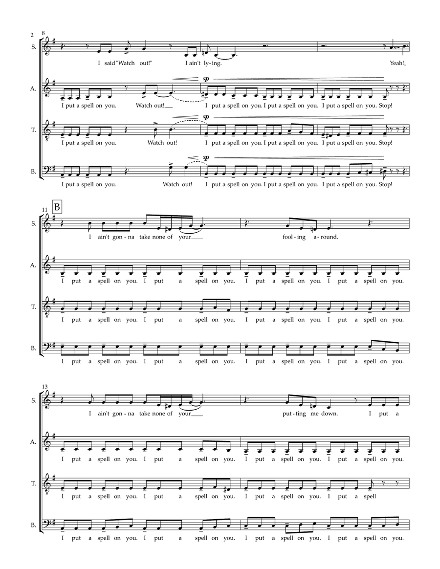 I Put A Spell On You 4-Part scores gallery preview page 3