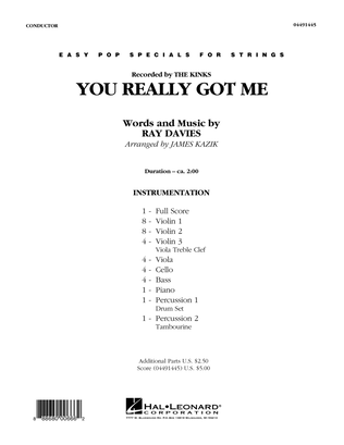 You Really Got Me - Conductor Score (Full Score)