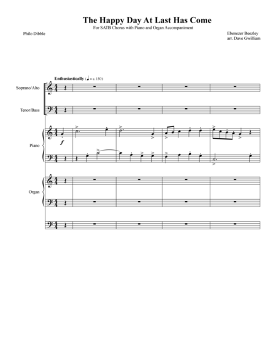 The Happy Day At Last Has Come 4-Part scores gallery preview page 1