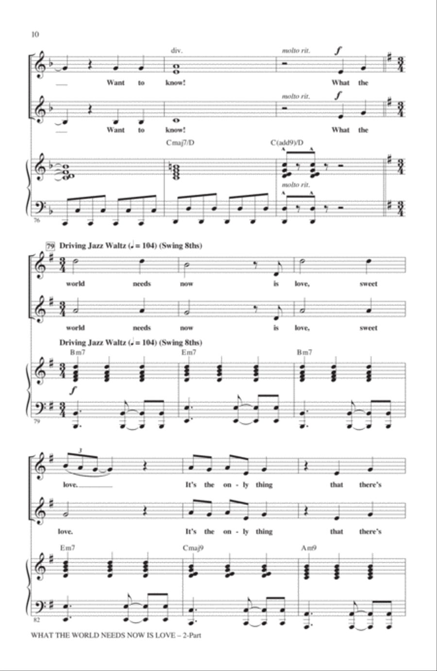 What The World Needs Now Is Love (arr. Roger Emerson) 2-Part scores gallery preview page 9