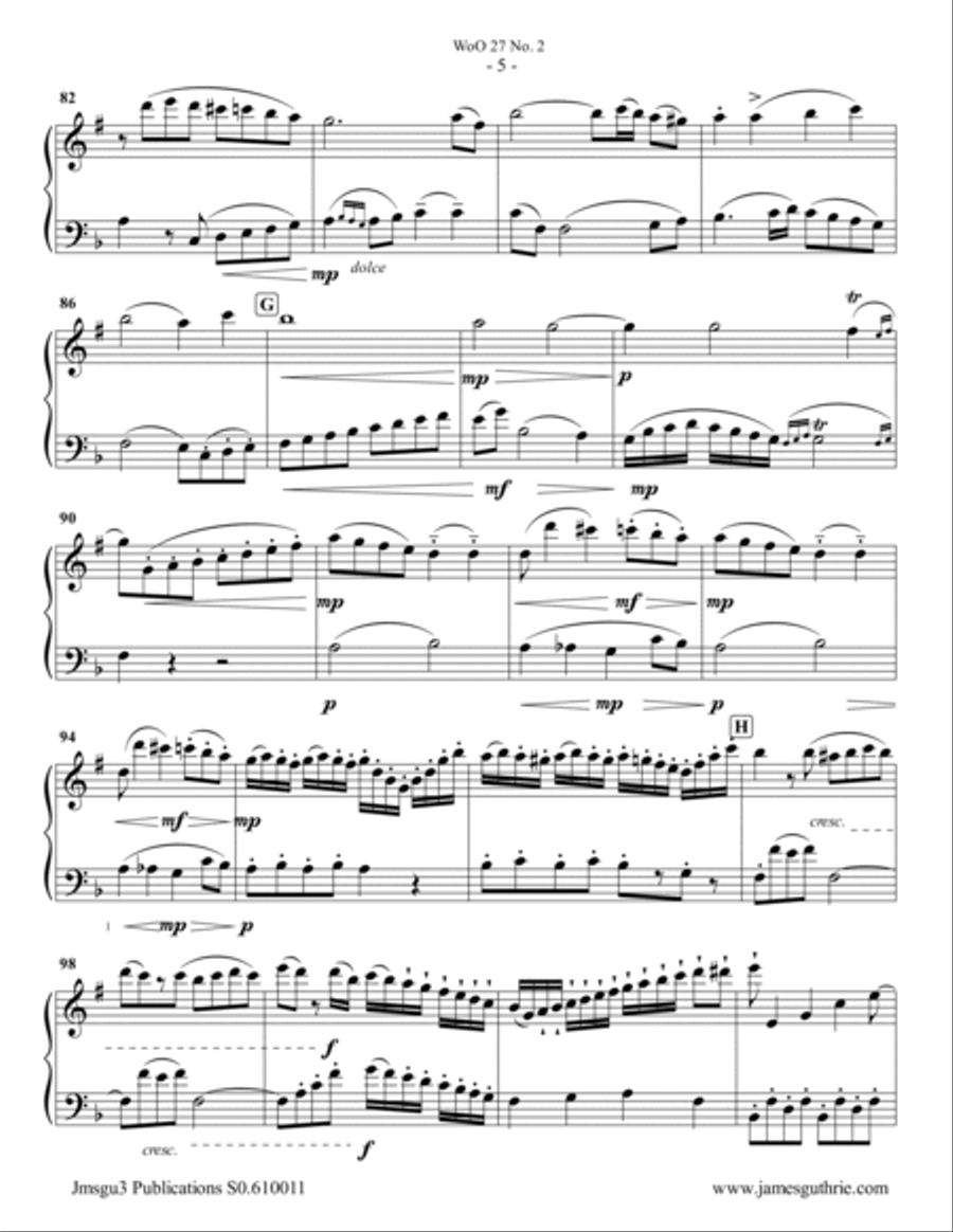 Beethoven: Duet WoO 27 No. 2 for Tenor Sax & Cello Tenor Saxophone scores gallery preview page 5