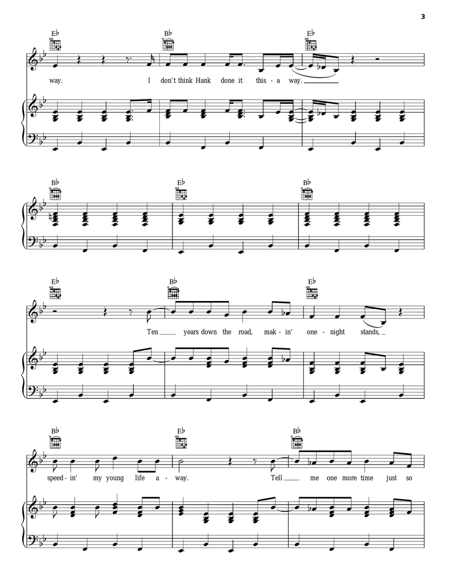 Are You Sure Hank Done It This Way Piano, Vocal, Guitar scores gallery preview page 3