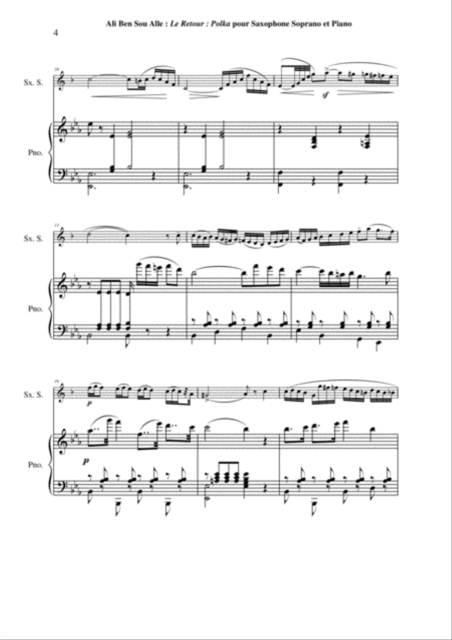 Ali Ben Sou Alle: Le Retour : Polka for soprano saxophone and piano Soprano Saxophone scores gallery preview page 4