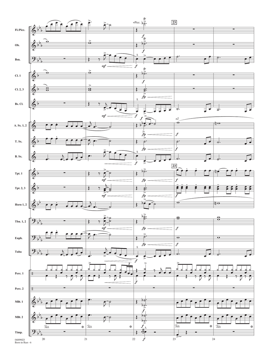 Born To Run (arr. Paul Murtha) - Conductor Score (Full Score) Concert Band scores gallery preview page 6