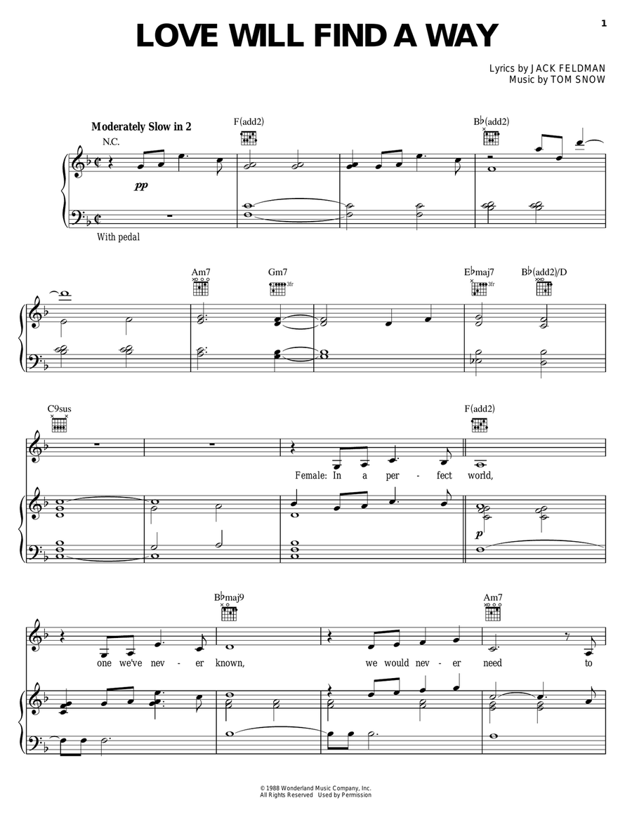 Love Will Find A Way Piano, Vocal, Guitar scores gallery preview page 1