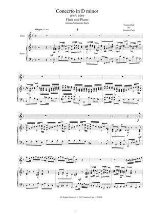 J.S.Bach - Concerto in D minor BWV 1059 for Flute and Piano