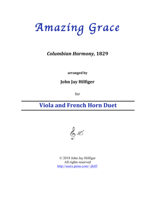 Book cover for Amazing Grace for Viola and Horn