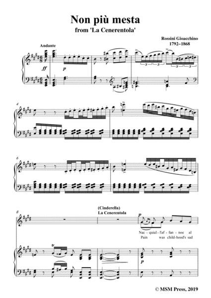 Rossini-Non,più mesta,from 'La Cenerentola',in E Major,for Voice and Piano image number null