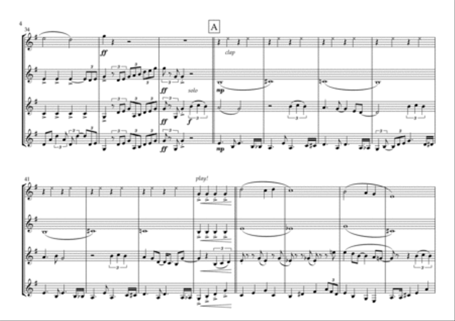 Isn't She Lovely Clarinet Quartet scores gallery preview page 4