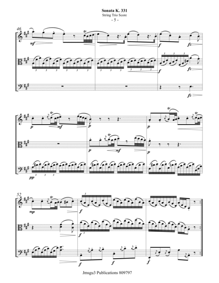 Mozart: Sonata K. 331 “Alla Turca” for String Trio image number null