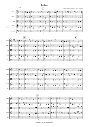 Book cover for Brahms Lullaby for String Quartet