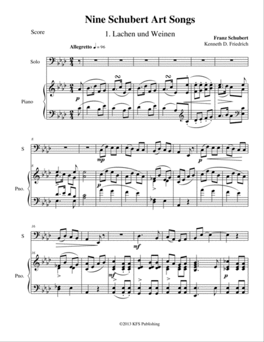 Nine Schubert Art Songs - bass trombone Trombone scores gallery preview page 1
