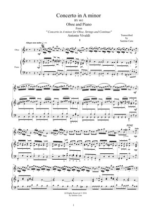 Book cover for Vivaldi - Oboe Concerto in A minor RV 461 for Oboe and Piano