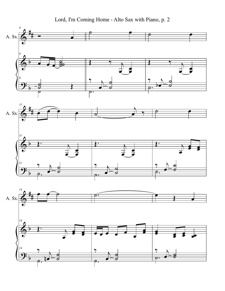 LORD, I'M COMING HOME (for Alto Sax and Piano with Score/Part) image number null