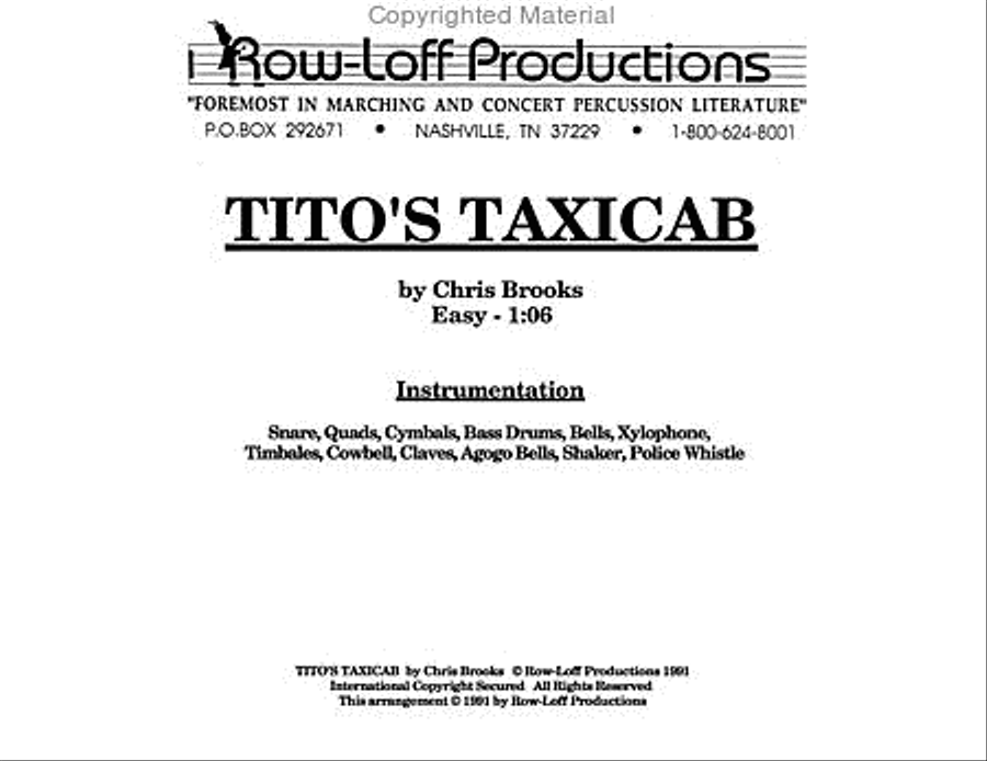 Tito's Taxicab Percussion Ensemble scores gallery preview page 2