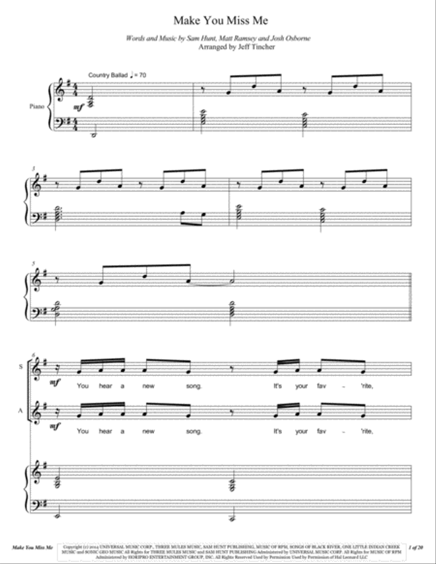 Make You Miss Me 4-Part scores gallery preview page 2