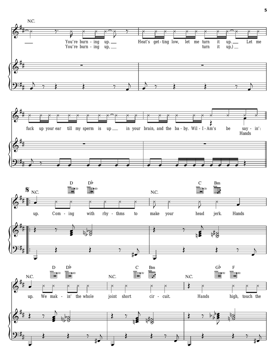 Hands Up Piano, Vocal, Guitar scores gallery preview page 5