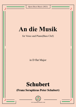 Book cover for Schubert-An die Musik in D flat Major(Bass Clef)