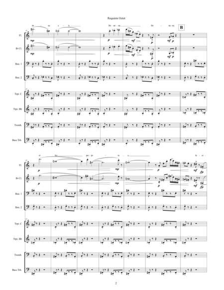 Requiem Octet (2015) for flute, clarinet, 2 bassoons, 2 trumpets, 2 trombones 