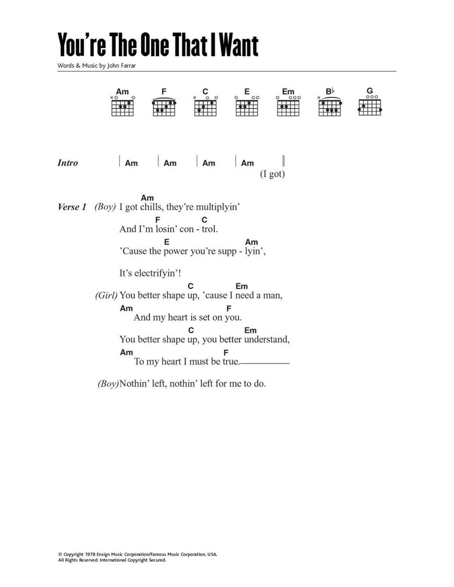 You're The One That I Want Acoustic Guitar scores gallery preview page 1
