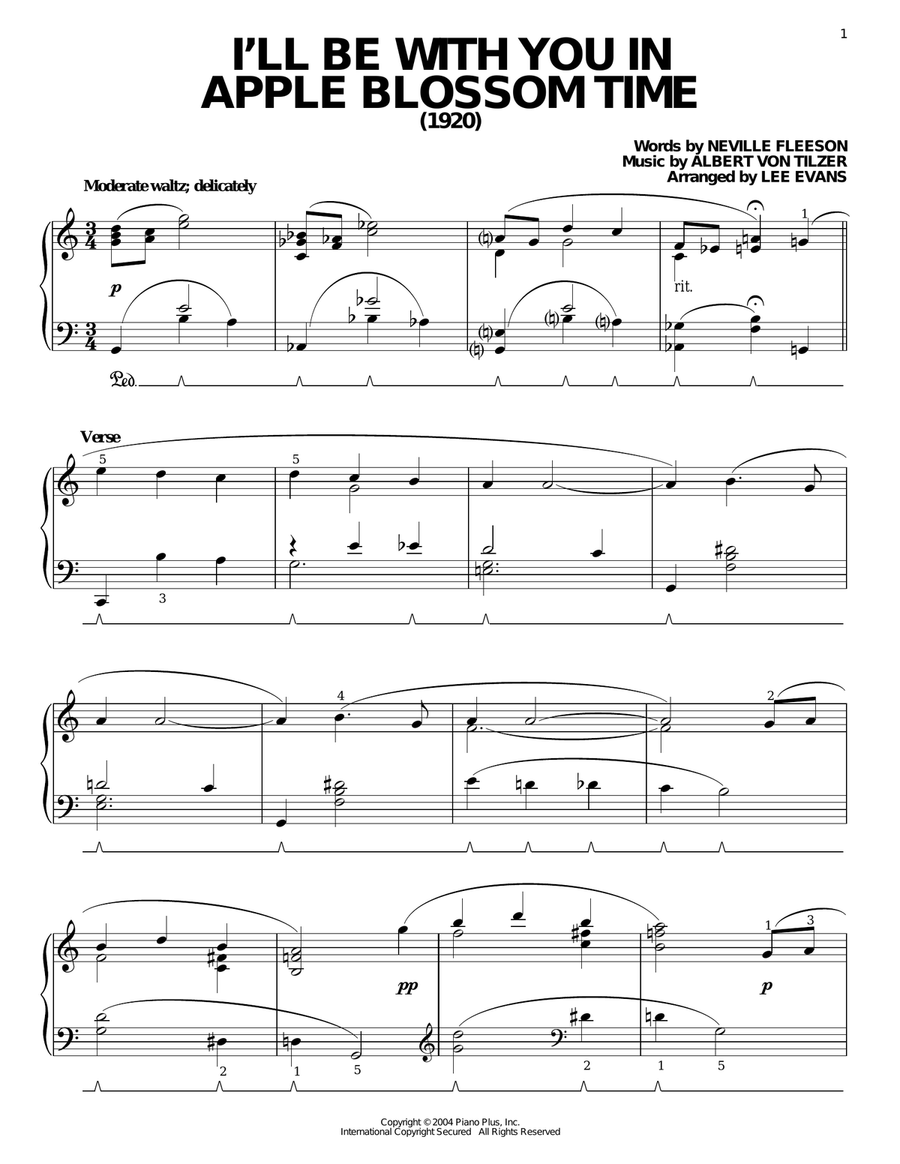 I'll Be With You In Apple Blossom Time Piano Solo scores gallery preview page 1
